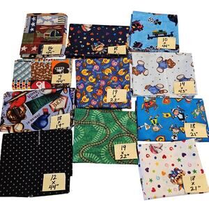 Kids Fabric Lot Cotton Prints Trains Sports Bears Knights Patchwork Quilting Sew